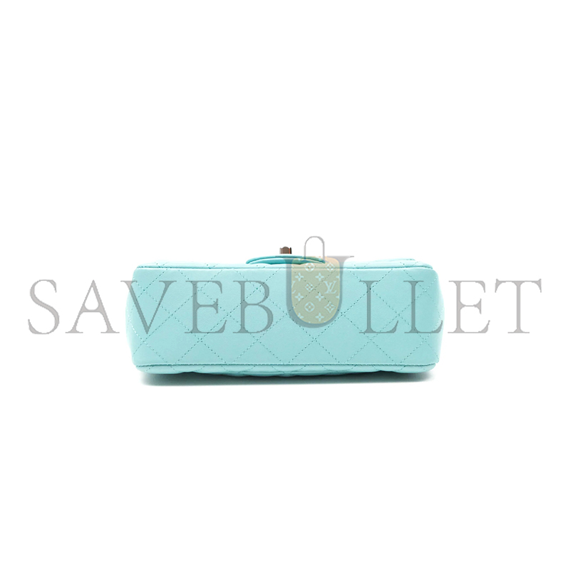 CHANEL MASTER QUILTED MINI RECTANGULAR FLAP TIFFANY BLUE LAMBSKIN A69900 (20*12*6cm)